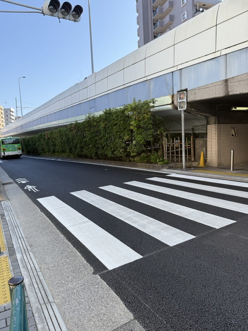 白線が照り返す、真夏の横断歩道