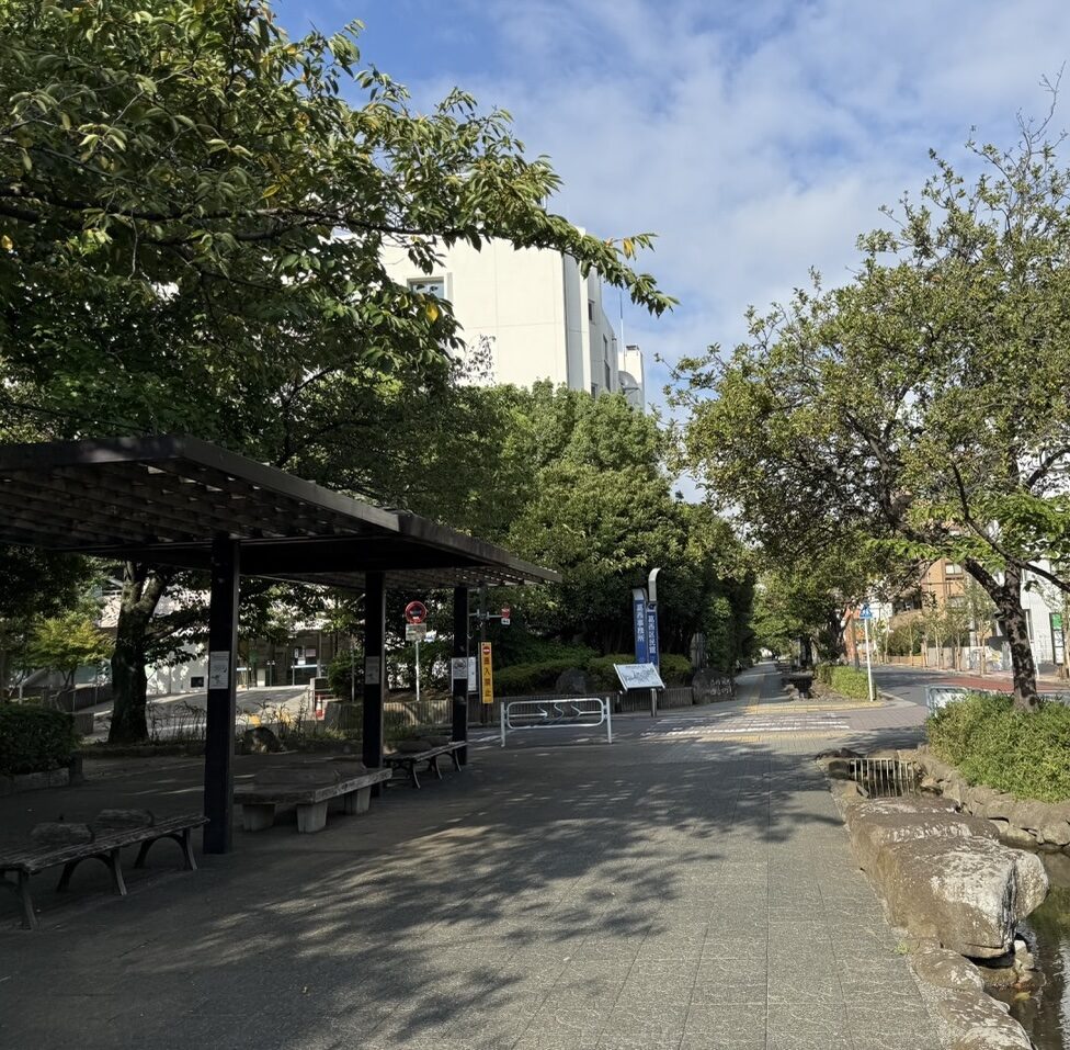 朝から暑い、葛西区民館前の夏の日
