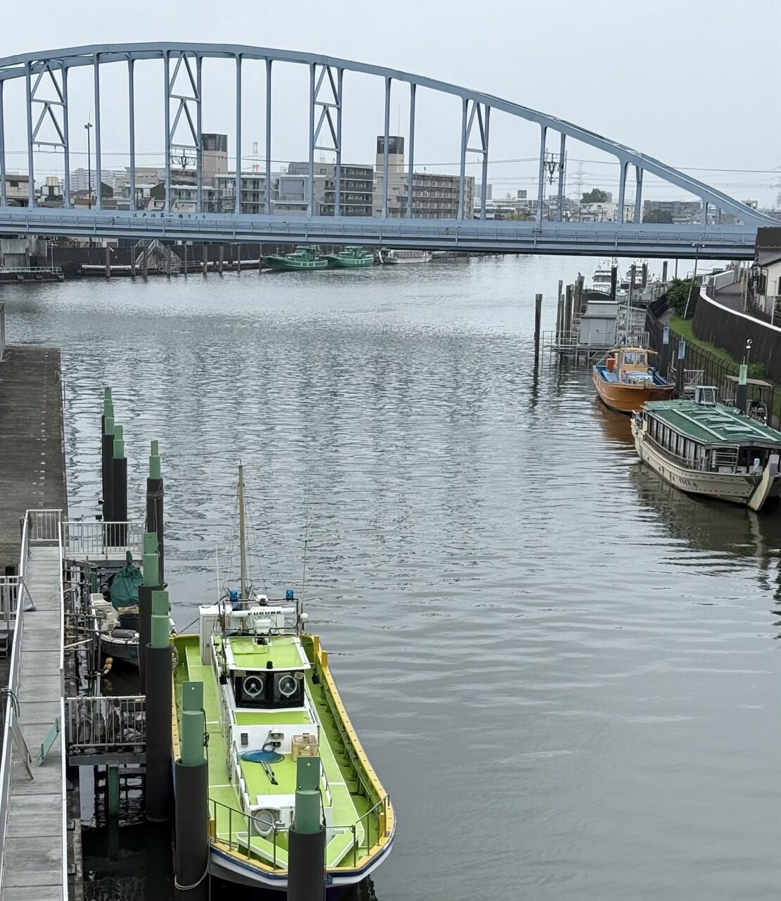 浦安橋から見下ろす旧江戸川の船着き場
